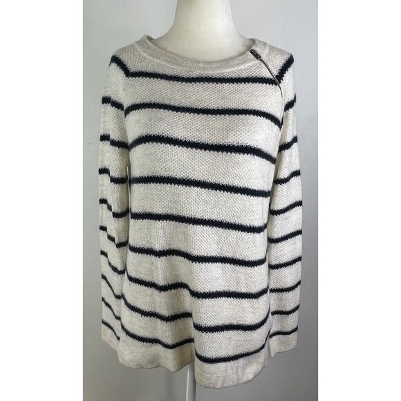 Abercrombie & Fitch Sweater Y2K Womens Small Zip Striped Y2K Preppy Nautical - Picture 1 of 11